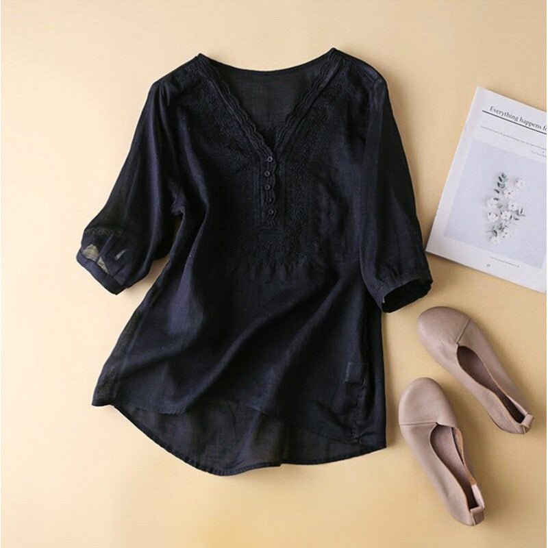 Luciana Cotton-Linen Blouse