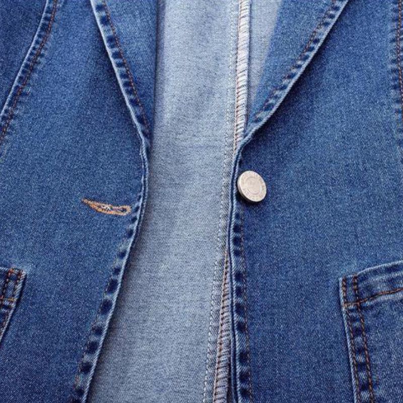 Women's Denim Blazer with Organic Cotton for smart-casual -