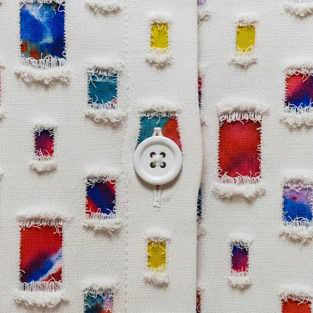 Men's Patchwork Button-Down Shirt with Colourway for Casual