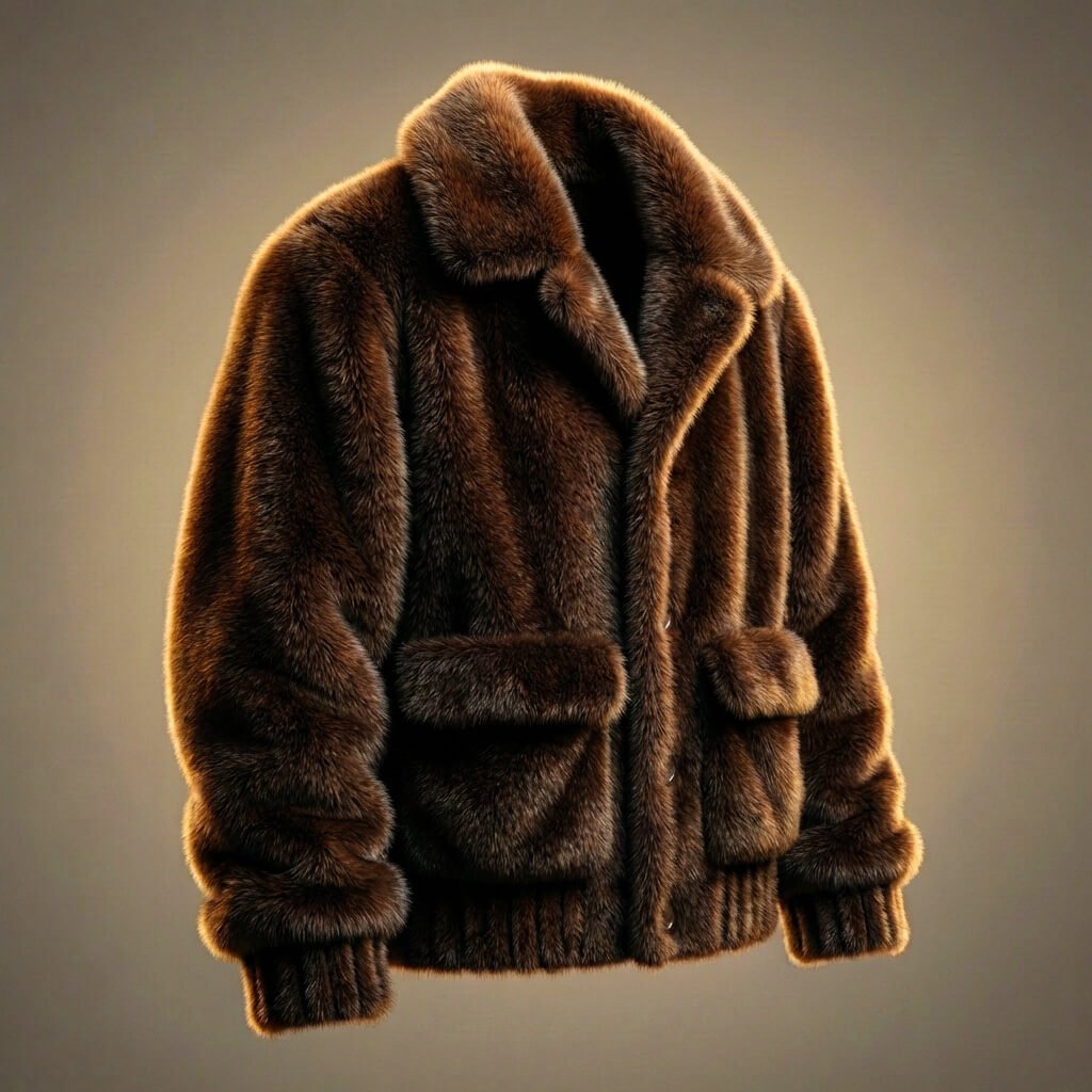 Men's Fur Jacket with Oversized Shawl Collar for Evenings