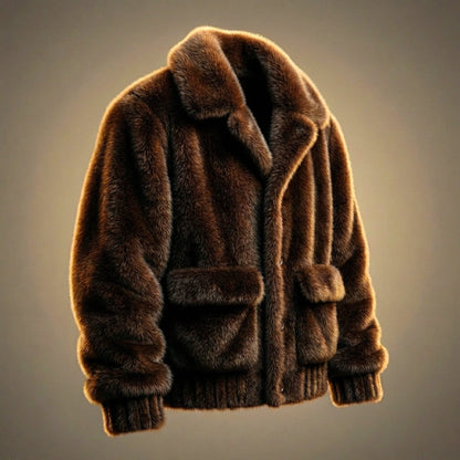 Men's Fur Jacket with Oversized Shawl Collar for Evenings