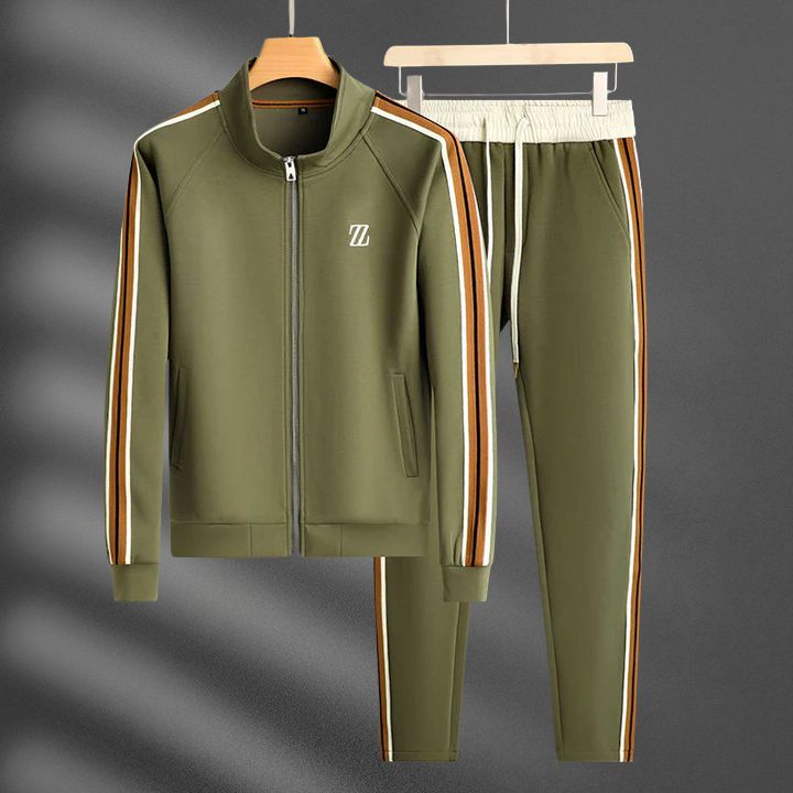Men's Casual Athleisure Set with Striped Detail for Lounge