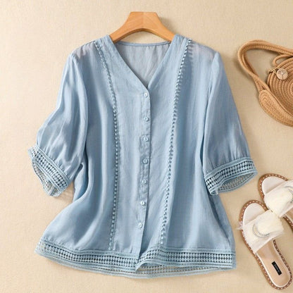 Lucia Cotton-Linen Blouse