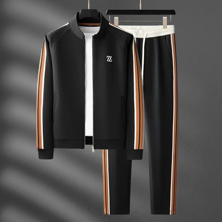 Men's Casual Athleisure Set with Striped Detail for Lounge