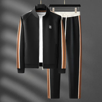 Men's Casual Athleisure Set with Striped Detail for Lounge
