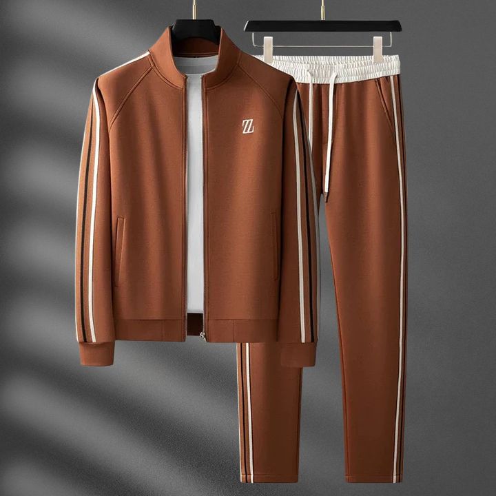 Men's Casual Athleisure Set with Striped Detail for Lounge