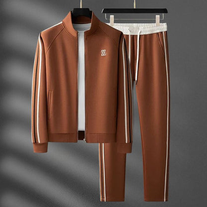 Men's Casual Athleisure Set with Striped Detail for Lounge
