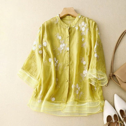 Isabella Cotton-Linen Blouse