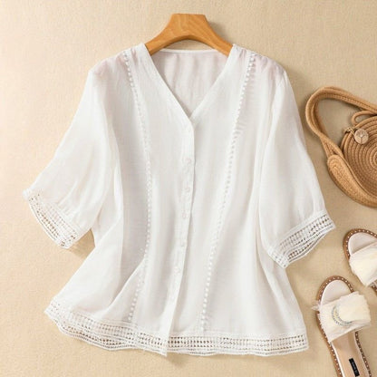 Lucia Cotton-Linen Blouse