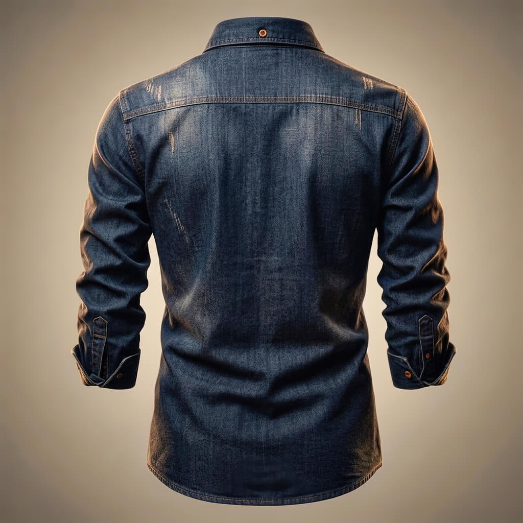 Men's Casual Denim Shirt with Organic Cotton for Office