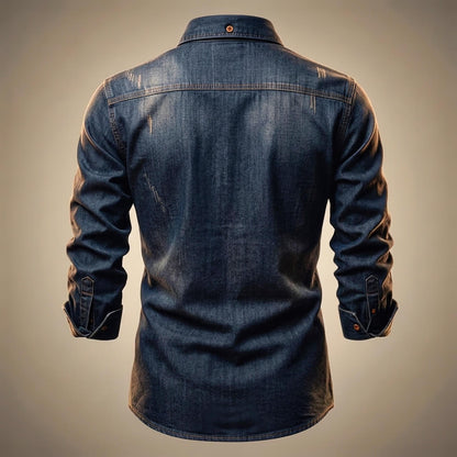 Men's Casual Denim Shirt with Organic Cotton for Office