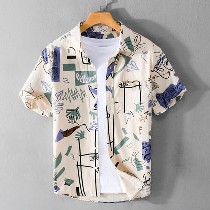 Men's Abstract Cotton Shirt with breathable blend for casual