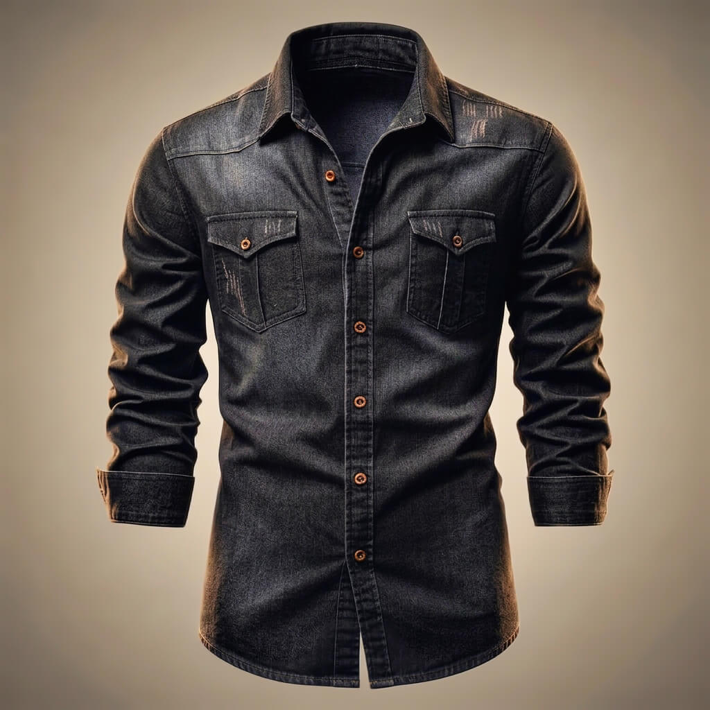 Men's Casual Denim Shirt with Organic Cotton for Office