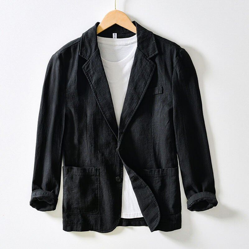 Men's Linen Blazer with Notched Lapels for Summer Events