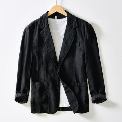Men's Linen Blazer with Notched Lapels for Summer Events