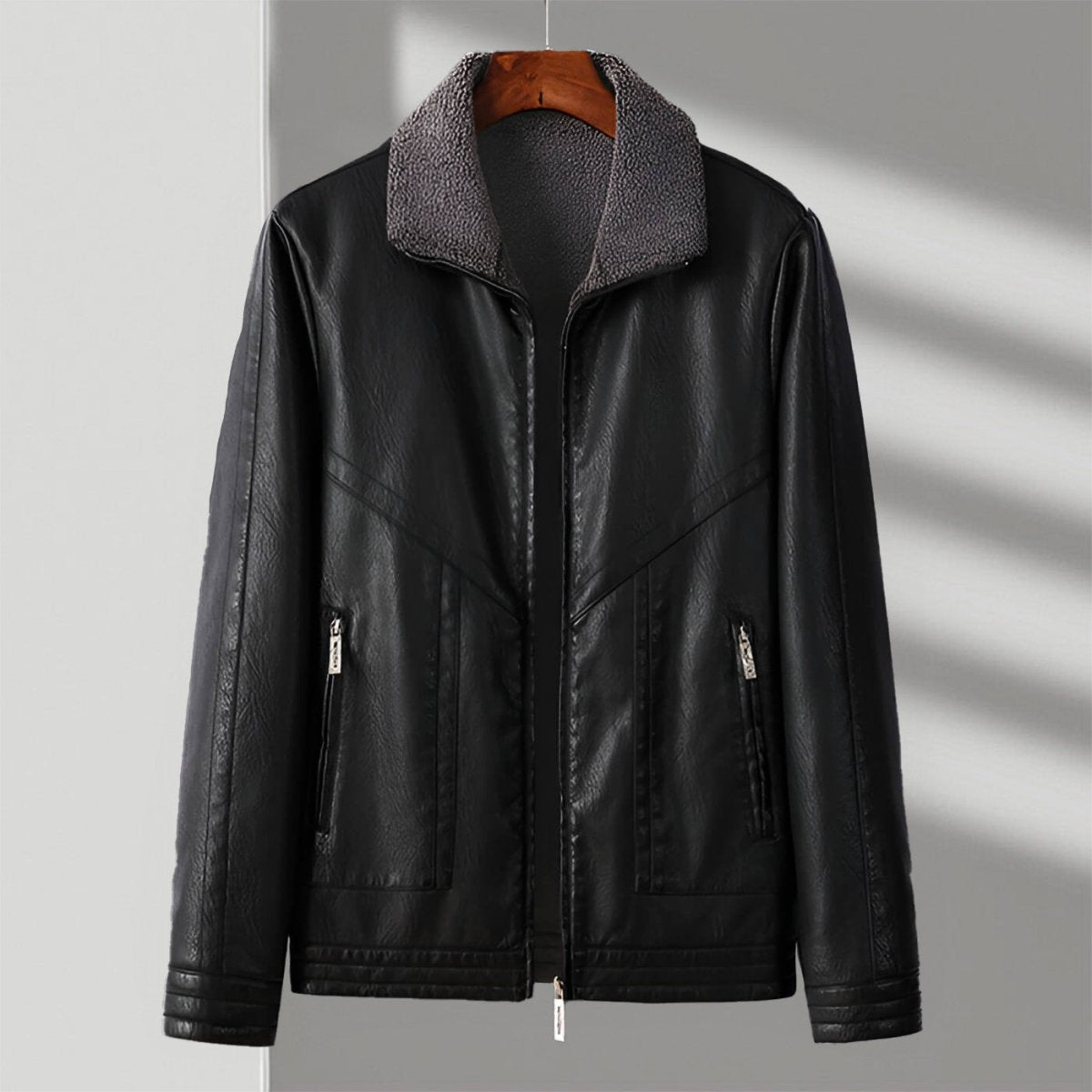 Men's Leather Jacket with Italian Eco-leather-Smart Casual