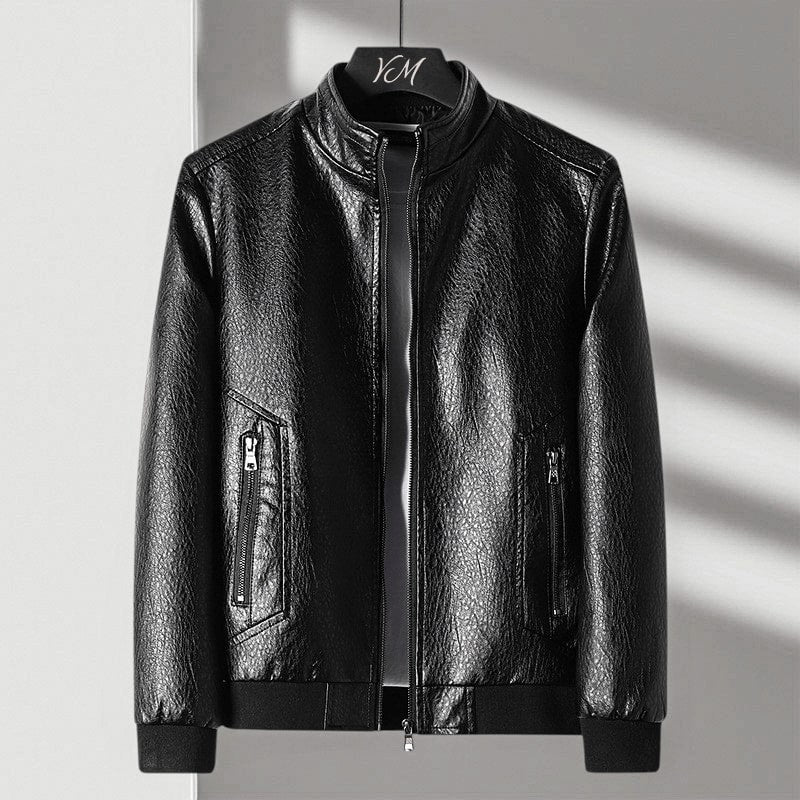 Men's Leather Jacket with Textured Finish for Everyday Style