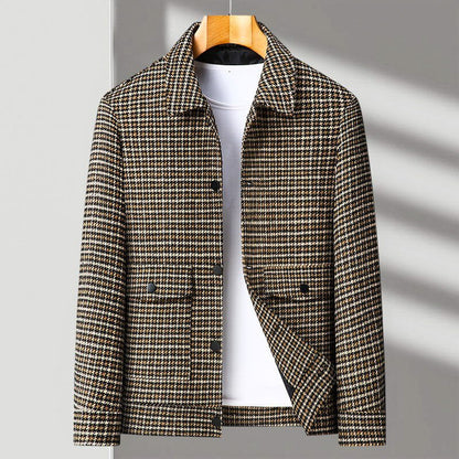 Men's Houndstooth Jacket with Soft-touch for Casual