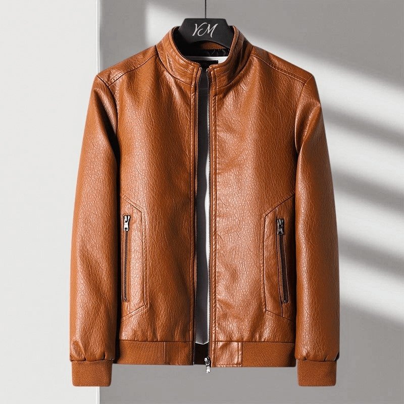 Men's Leather Jacket with Textured Finish for Everyday Style