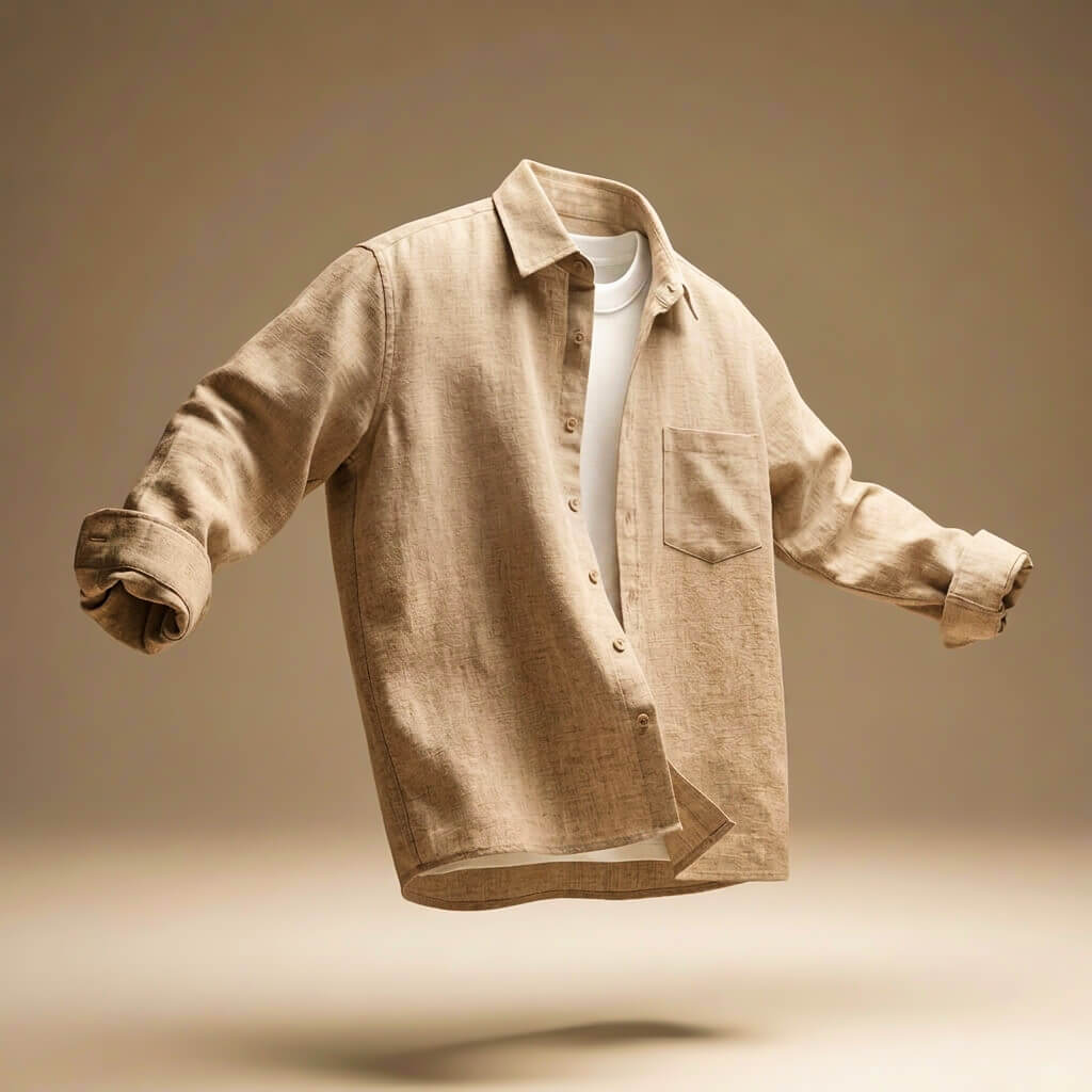 Men's Cotton Linen Shirt with Breathable Texture for Summer