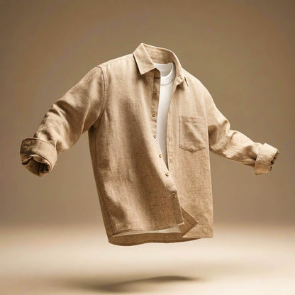 Men's Cotton Linen Shirt with Breathable Texture for Summer