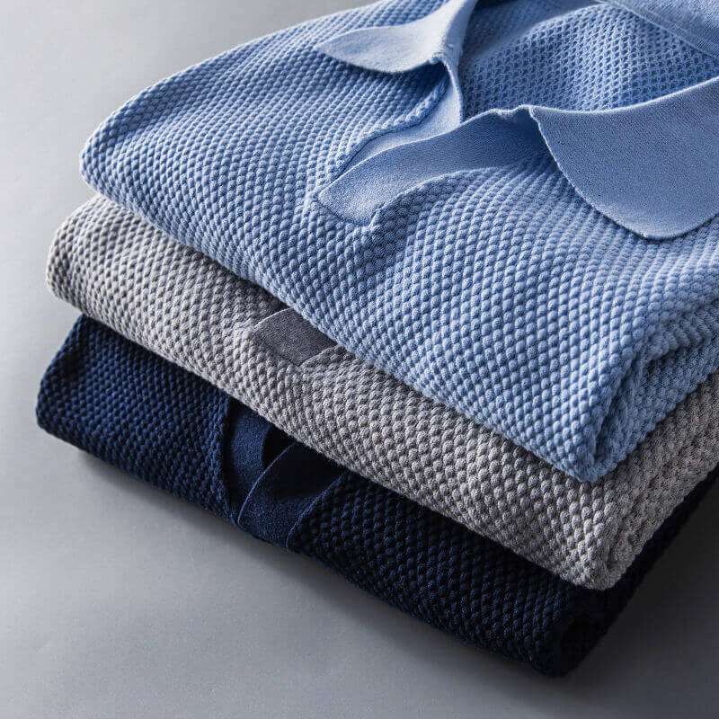 Men's Polo with Waffle Knit Breathable Cotton for Casual