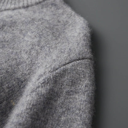 Men's Wool Zip-Up Jacket with Two-Tone Design for Autumn