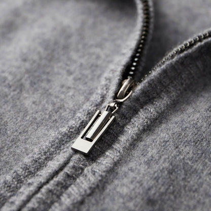 Men's Wool Zip-Up Jacket with Two-Tone Design for Autumn