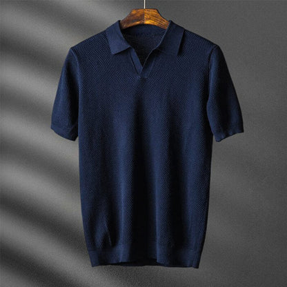 Men's Polo with Waffle Knit Breathable Cotton for Casual