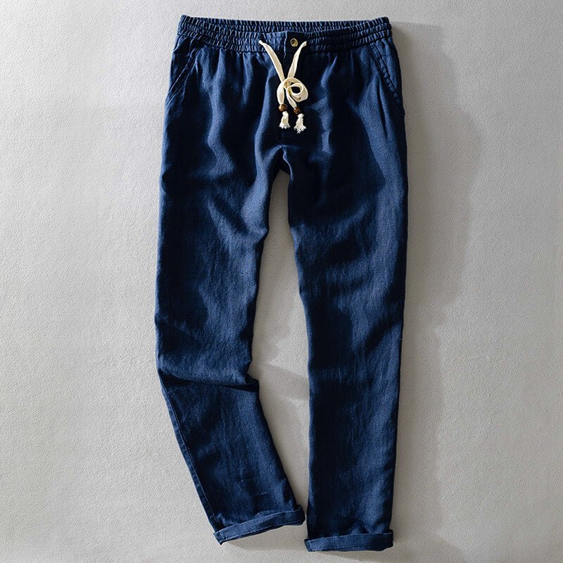 Men's Linen Pants with Wood-Tipped Ties for Summer Days