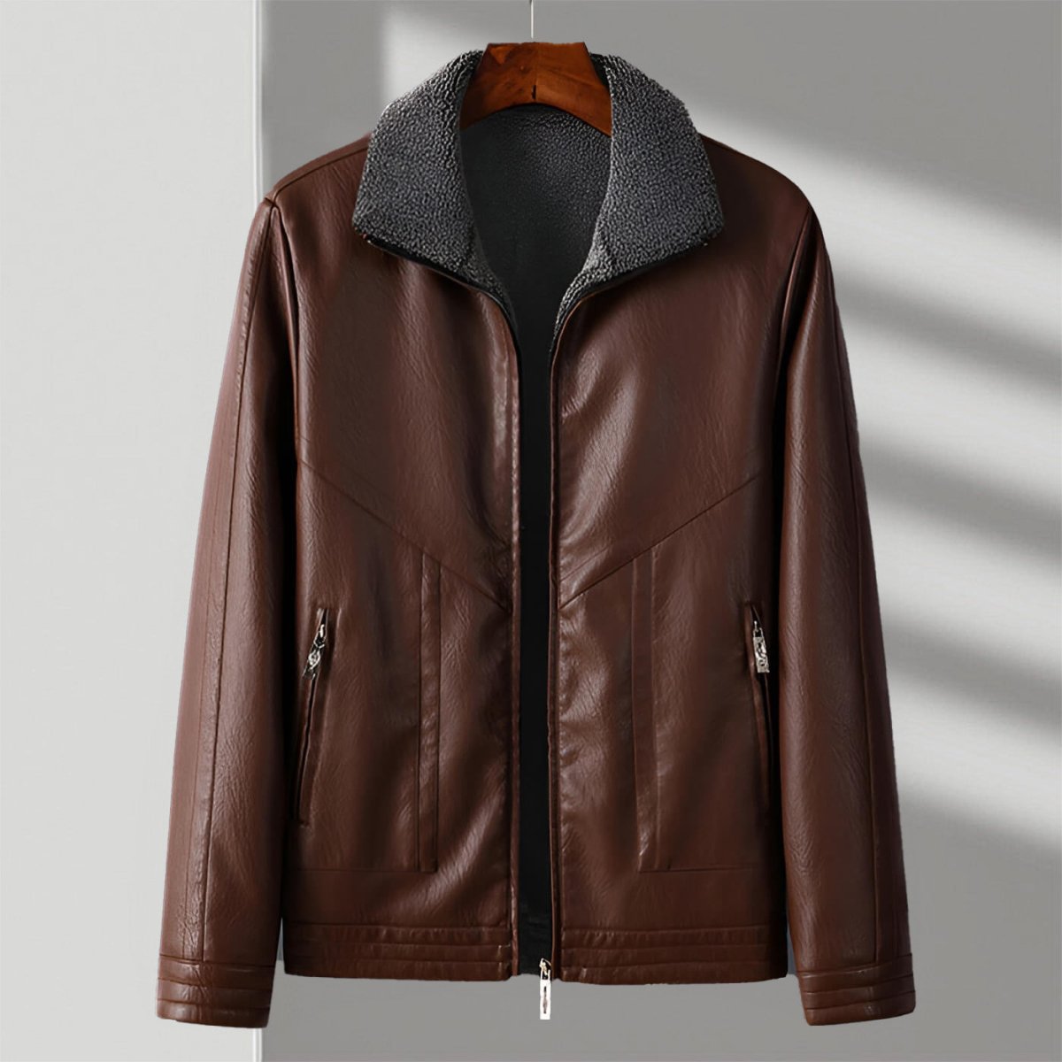 Men's Leather Jacket with Italian Eco-leather-Smart Casual
