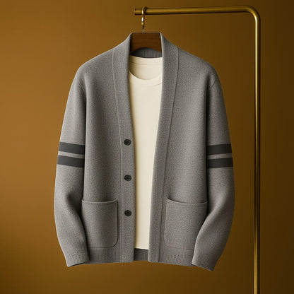 Men's Classic Cardigan with Bengal Stripes for Smart-Casual