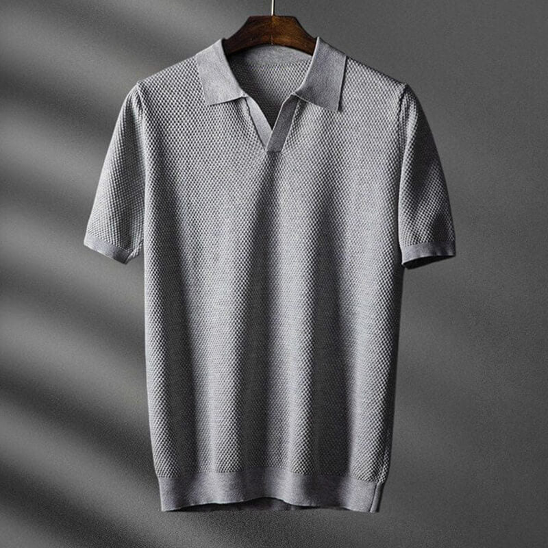 Men's Polo with Waffle Knit Breathable Cotton for Casual