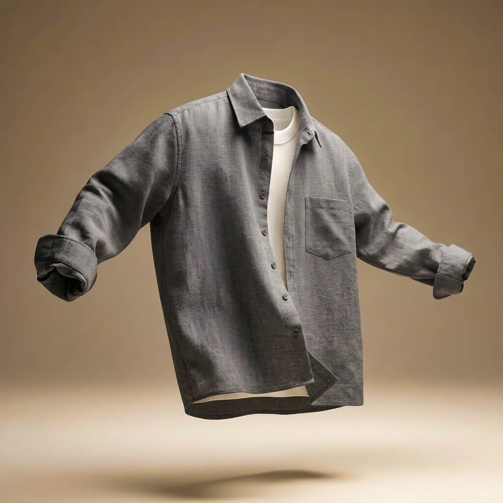 Men's Cotton Linen Shirt with Breathable Texture for Summer