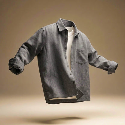 Men's Cotton Linen Shirt with Breathable Texture for Summer