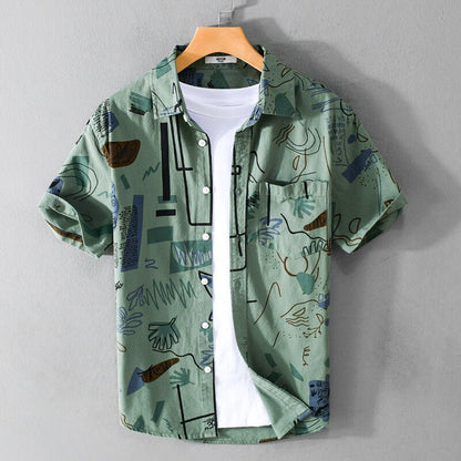 Men's Abstract Cotton Shirt with breathable blend for casual