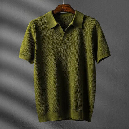 Men's Polo with Waffle Knit Breathable Cotton for Casual