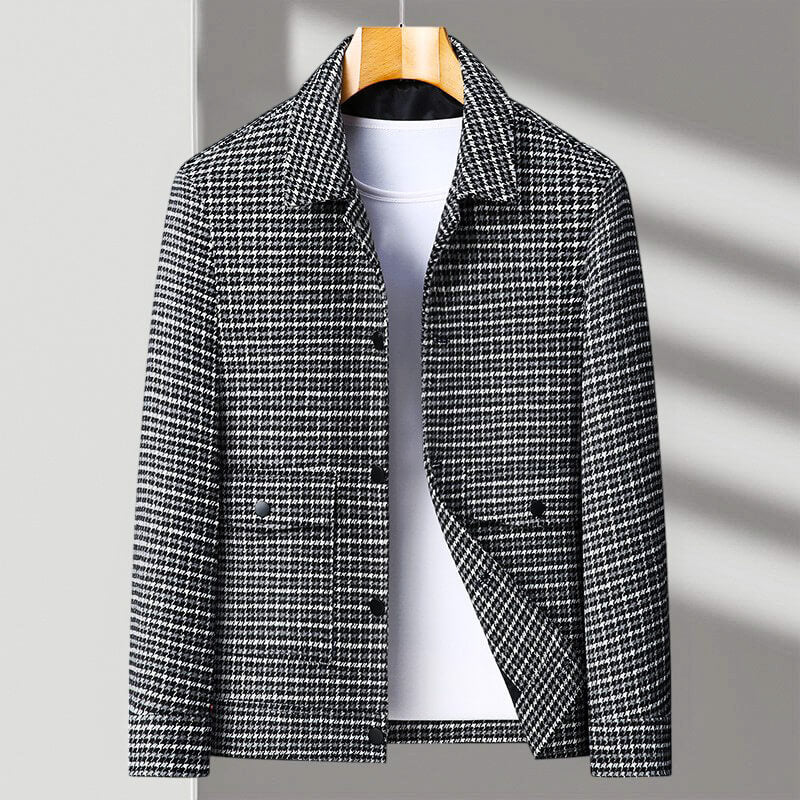 Men's Houndstooth Jacket with Soft-touch for Casual