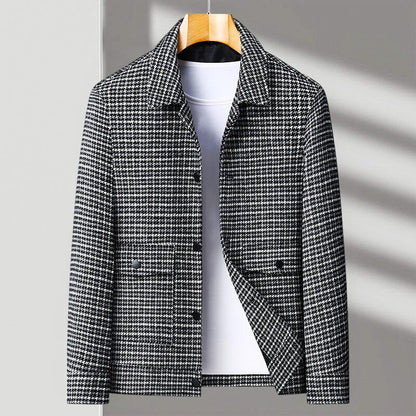 Men's Houndstooth Jacket with Soft-touch for Casual
