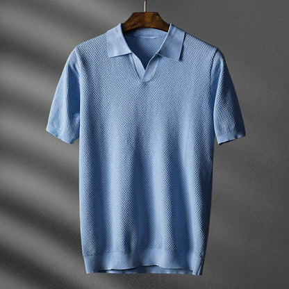 Men's Polo with Waffle Knit Breathable Cotton for Casual