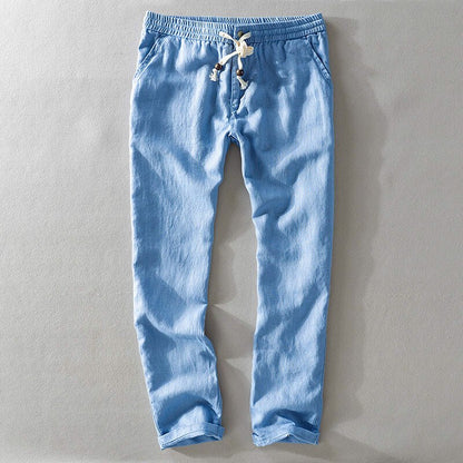 Men's Linen Pants with Wood-Tipped Ties for Summer Days
