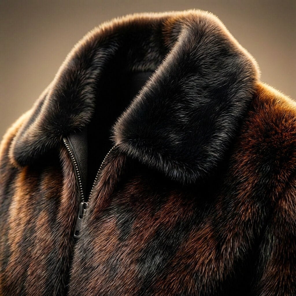 Men's Fur Jacket with Stand Collar for Evening Events - Casual Jacket