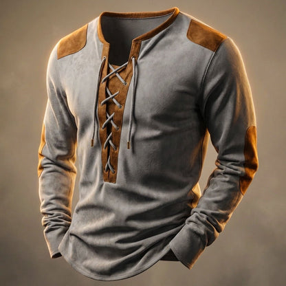 Men's Henley Shirt with suede-touch finish for casual wear - casual sweater
