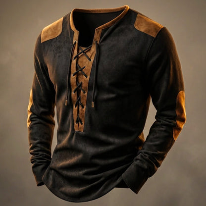 Men's Henley Shirt with suede-touch finish for casual wear - casual sweater