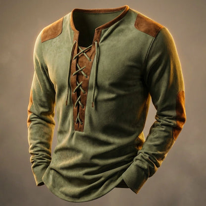 Men's Henley Shirt with suede-touch finish for casual wear - casual sweater