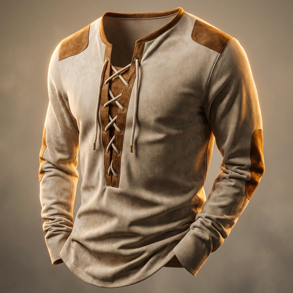 Men's Henley Shirt with suede-touch finish for casual wear - casual sweater