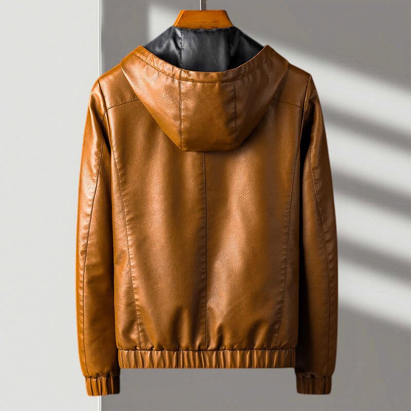 Aspen Hooded Leather Jacket by Tenoura