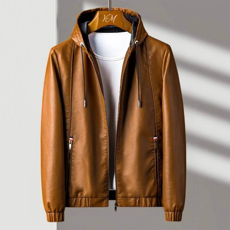 Aspen Hooded Leather Jacket by Tenoura