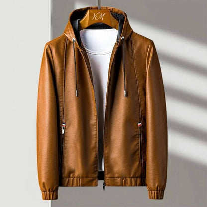 Aspen Hooded Leather Jacket by Tenoura