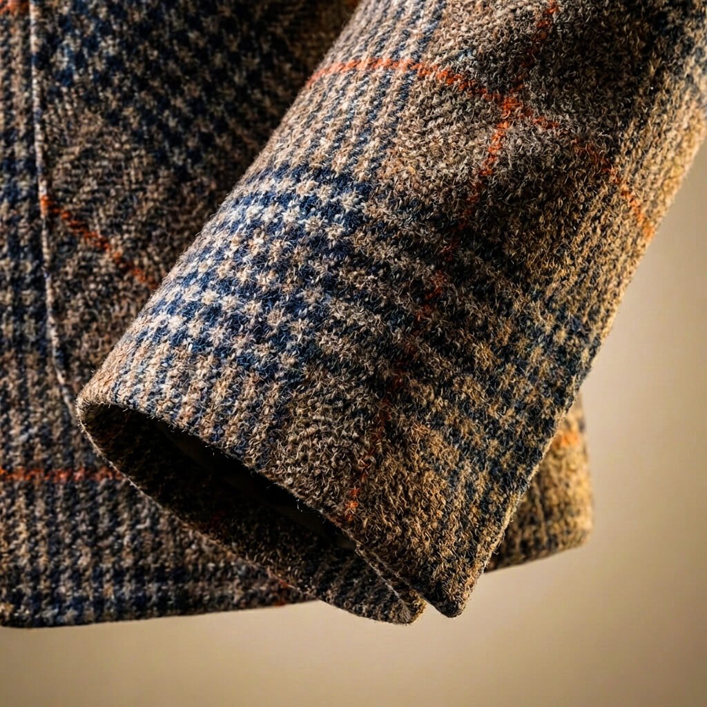 Men's Houndstooth Wool Blazer with Notch Lapels for Casual - Blazers